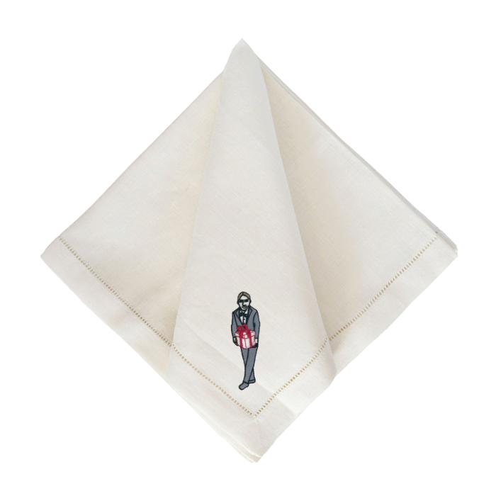 Julia Christian Man with a Gift in Grey & Red