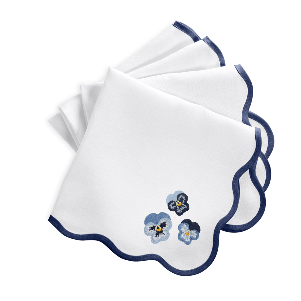 Pansy Sapphire Scallop Dinner Napkins