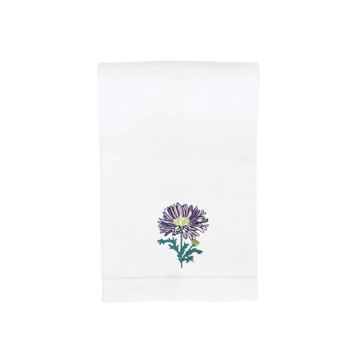 Summer Aster Hand Towel - White