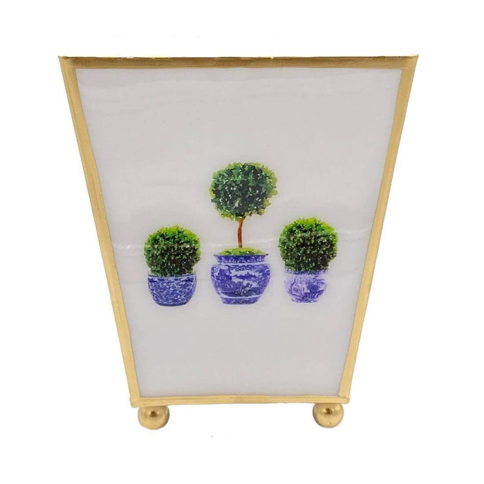 Topiary Trees Enamel Cachepot