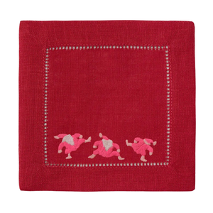 Pink Dancing Santas-Multiple Napkin Colors