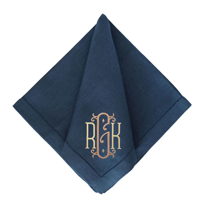 Festival Customizable Linen Dinner Napkins - Navy