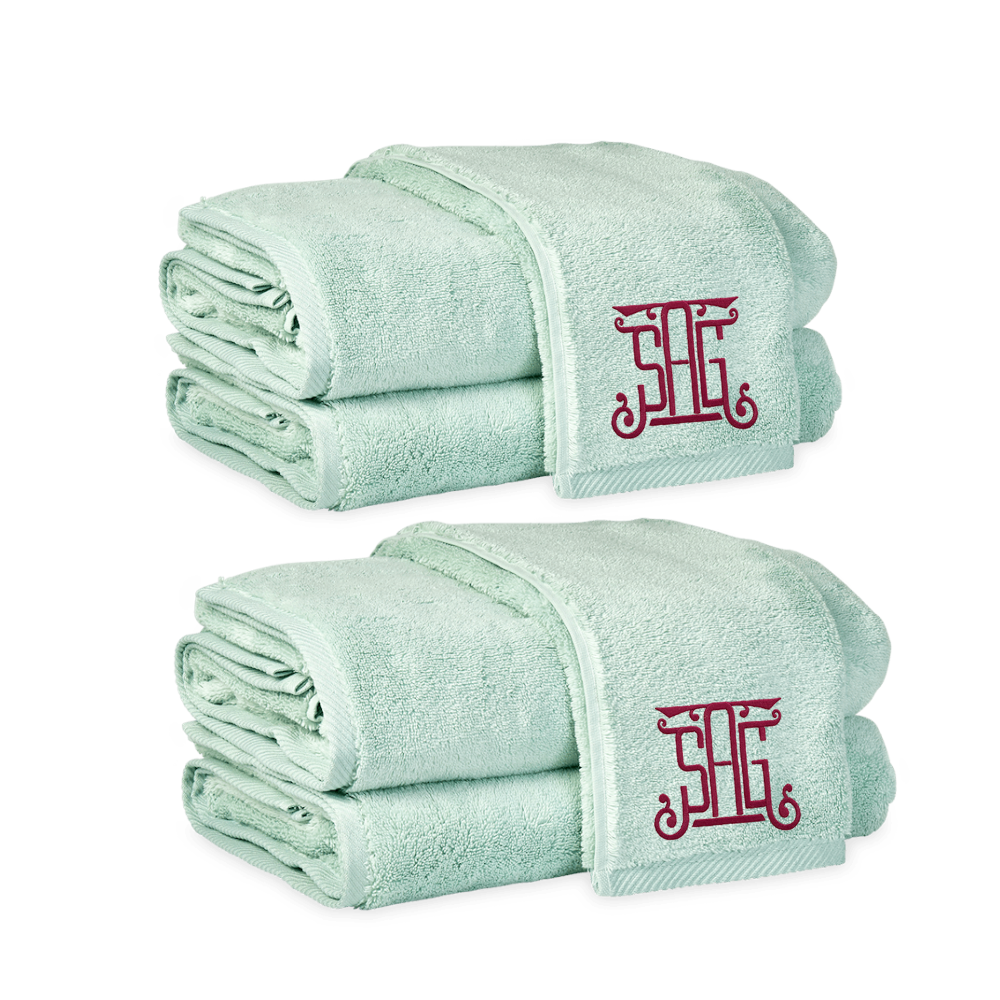 MILAGRO AQUA TOWEL BUNDLE WITH EMBROIDERY