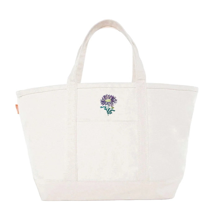 Summer Aster on Large Natural Canvas Tote