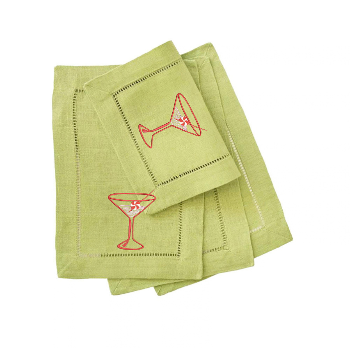 Festival 6 x 9 Peppermint Martini Cocktail Napkins-Multiple Colors