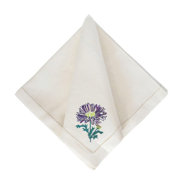 Summer Aster Dinner Napkins - Oyster