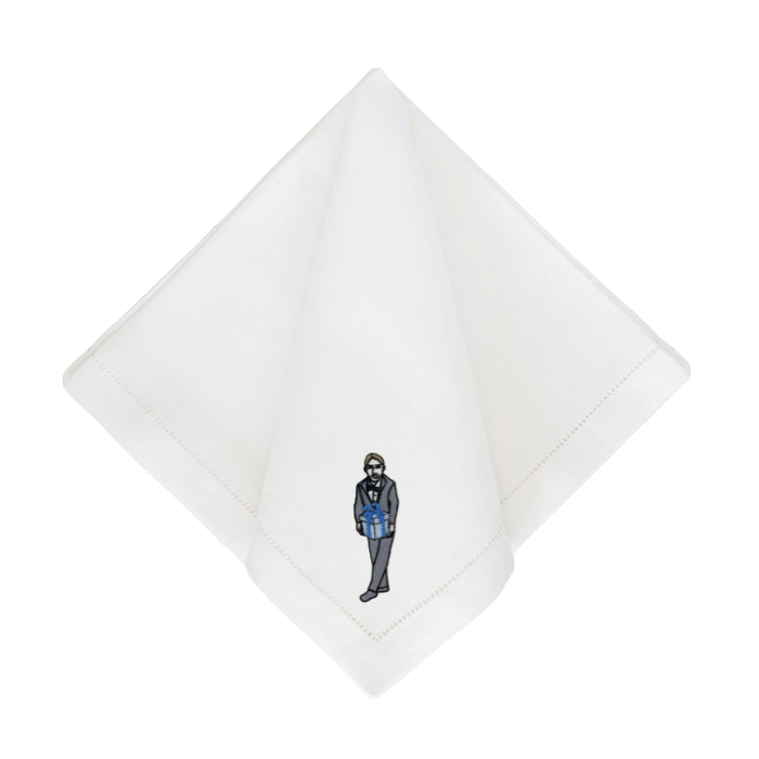 Julia Christian Man with a Gift in Grey & Blue