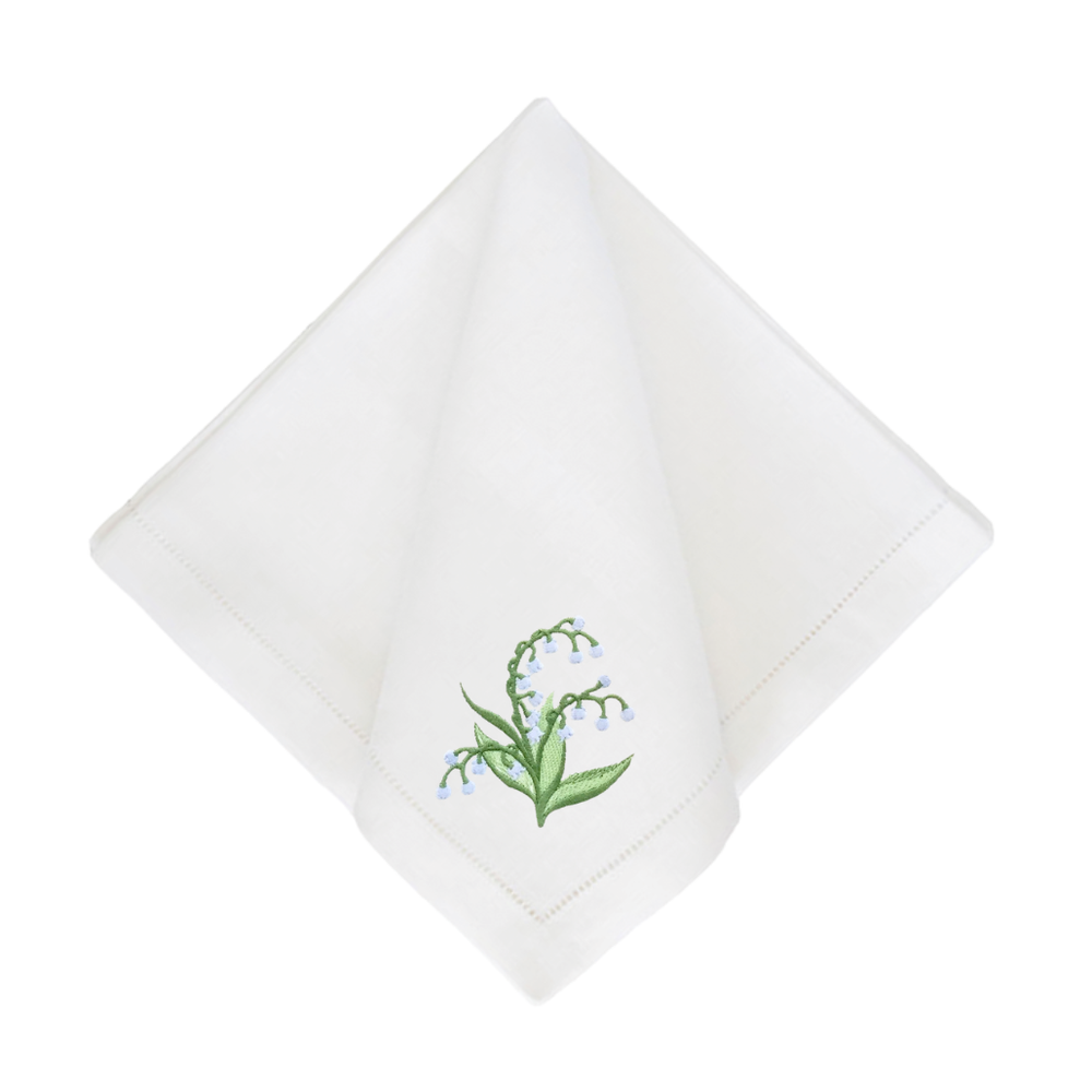Lily of the Valley White Dinner Napkins-Set of 4
