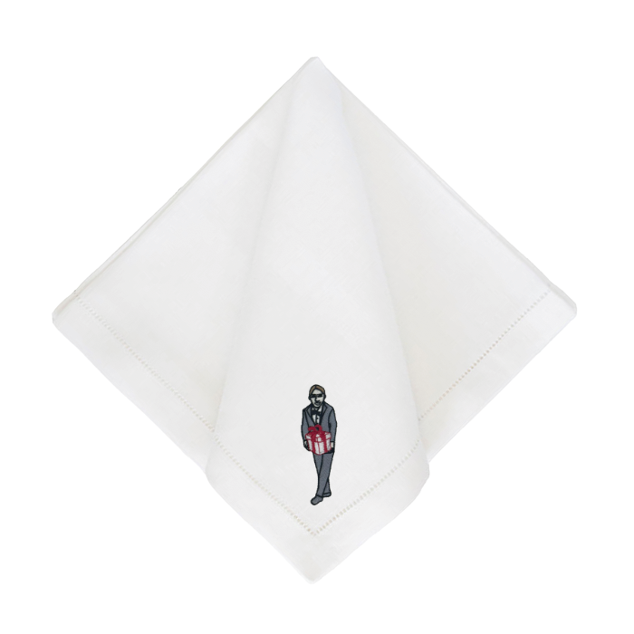 Julia Christian Man with a Gift in Grey & Red