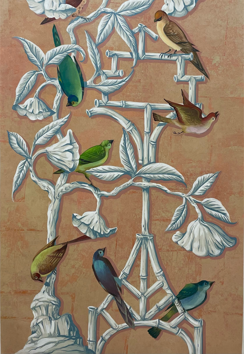 Paper Panel-Birds on White Trellis #1