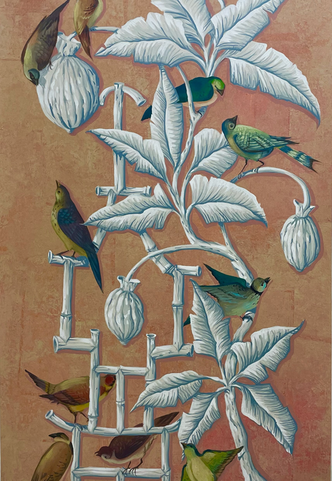 Paper Panel-Birds on White Trellis #2