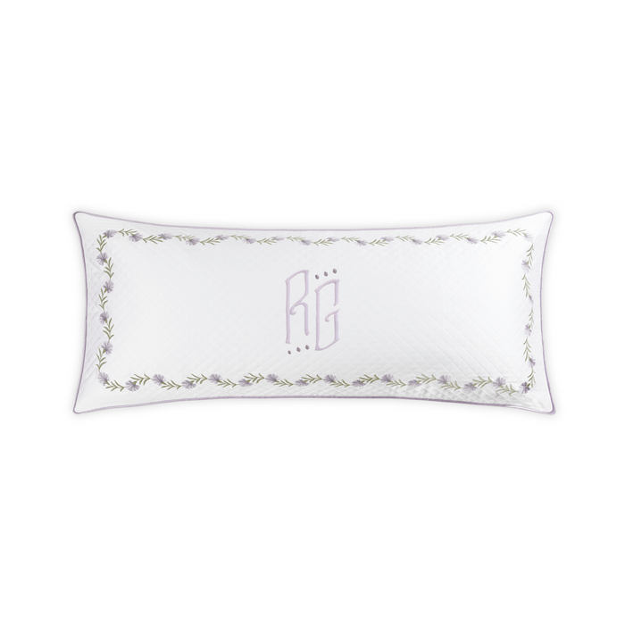 Embroidered Daphne Matelassé Lumbar Pillow - Lilac
