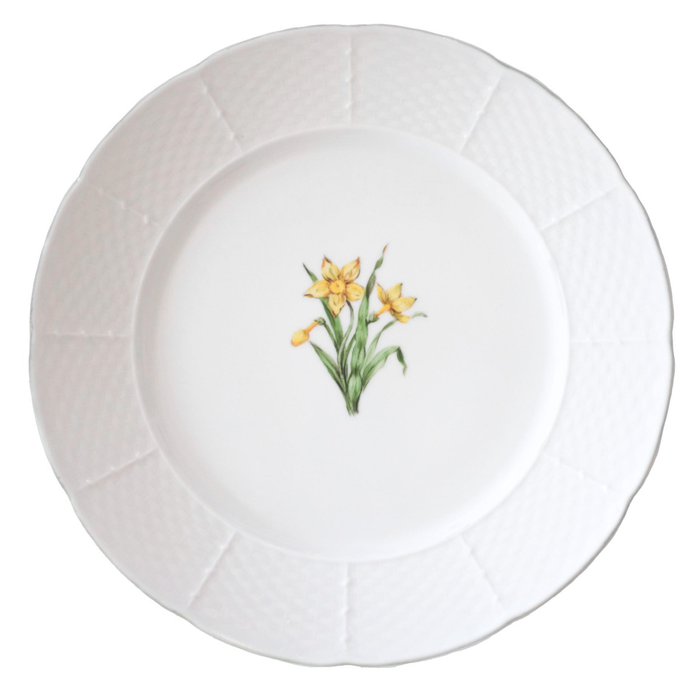 Basket Weave Dinner Plate - Daffodils