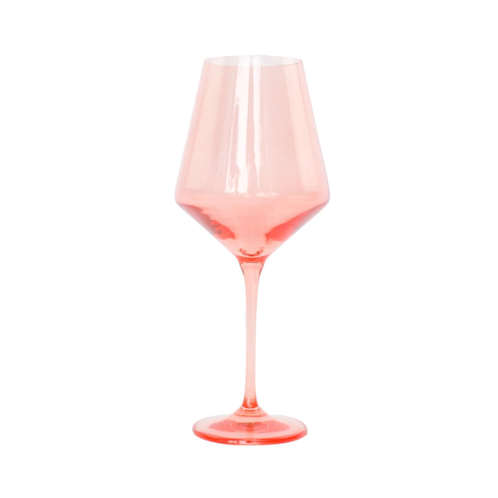 Coral Pink Stemmed Wine Glasses