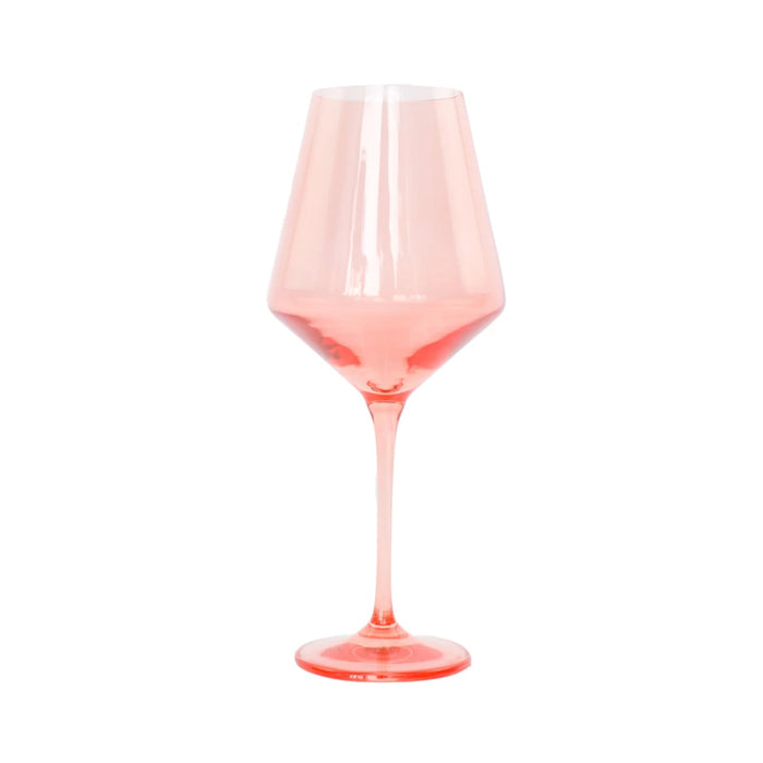 Coral Pink Stemmed Wine Glasses