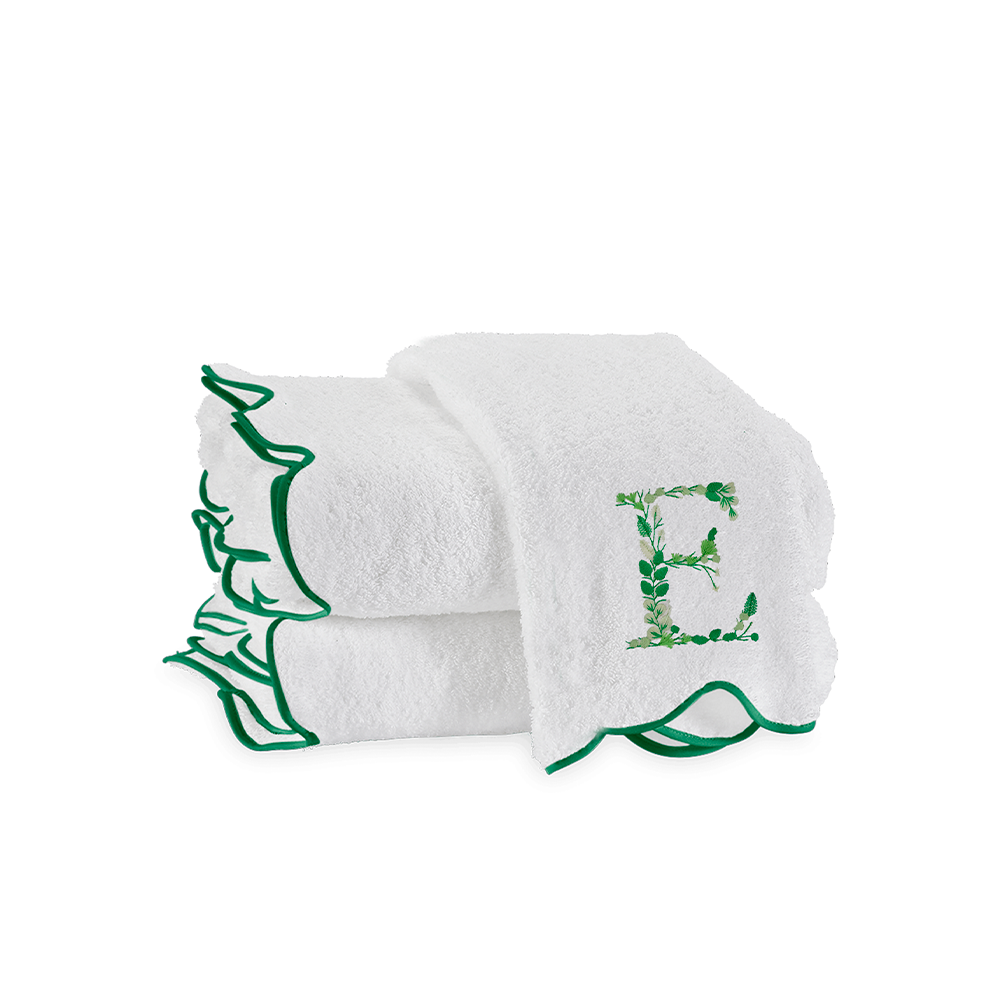 Flowering Vine Monogram on Cairo Scallop Customizable Towel