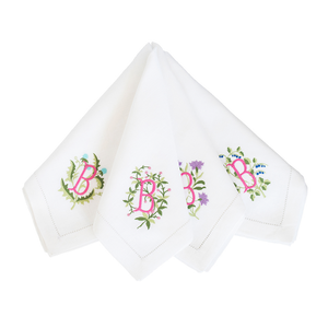 Floral Crest Customizable Dinner Napkins - White