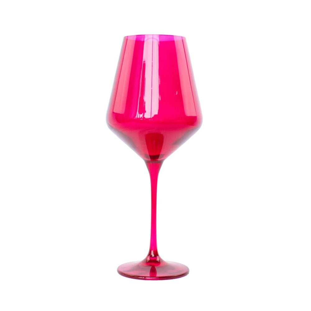 Fuchsia Stemmed Wine Glasses