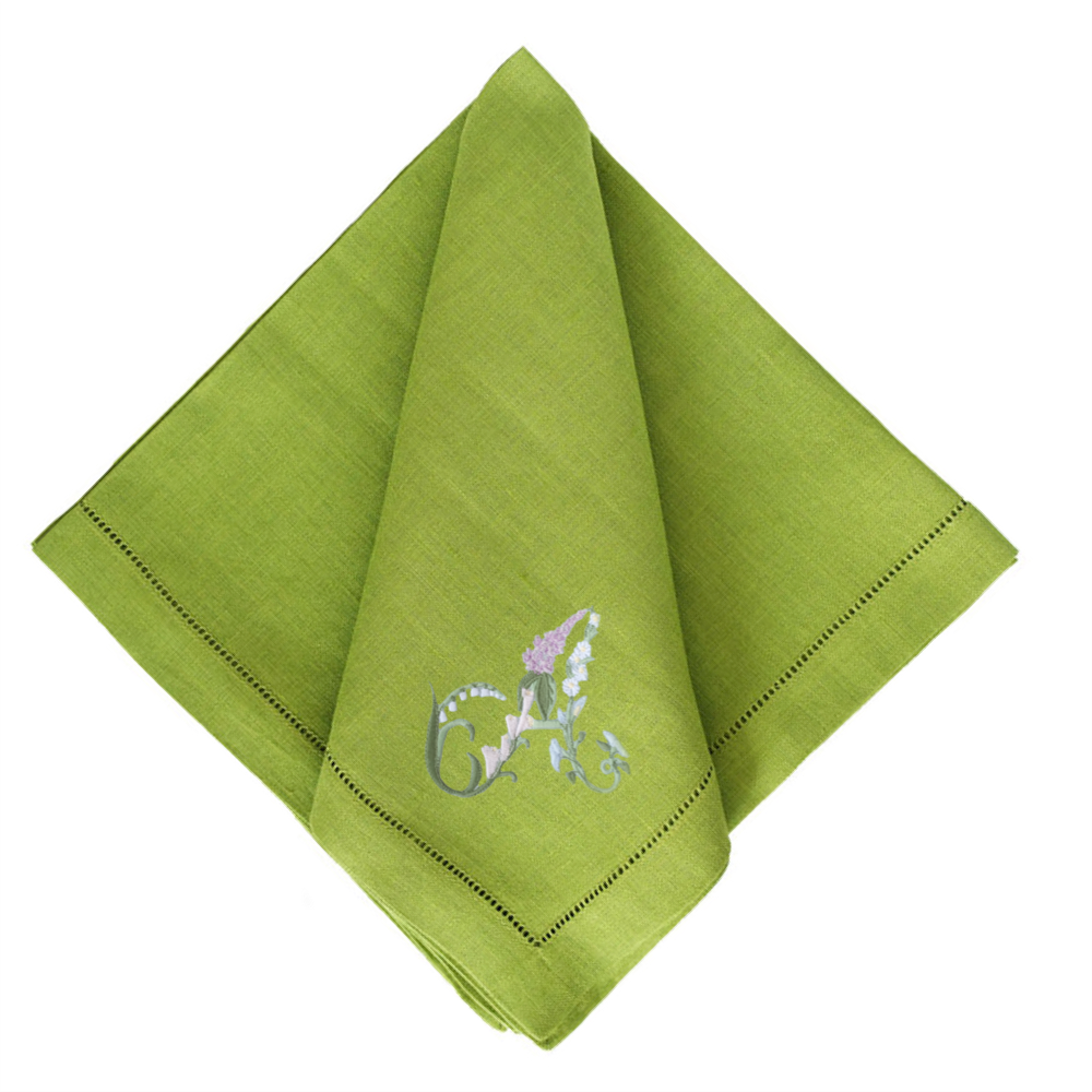 Floral Alphabet Dinner Napkins -Set of 4