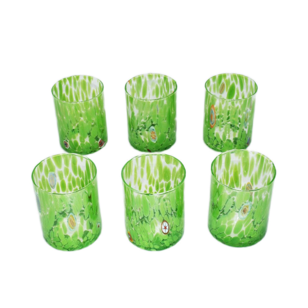 Murano Glass Tumblers - Clear / Green