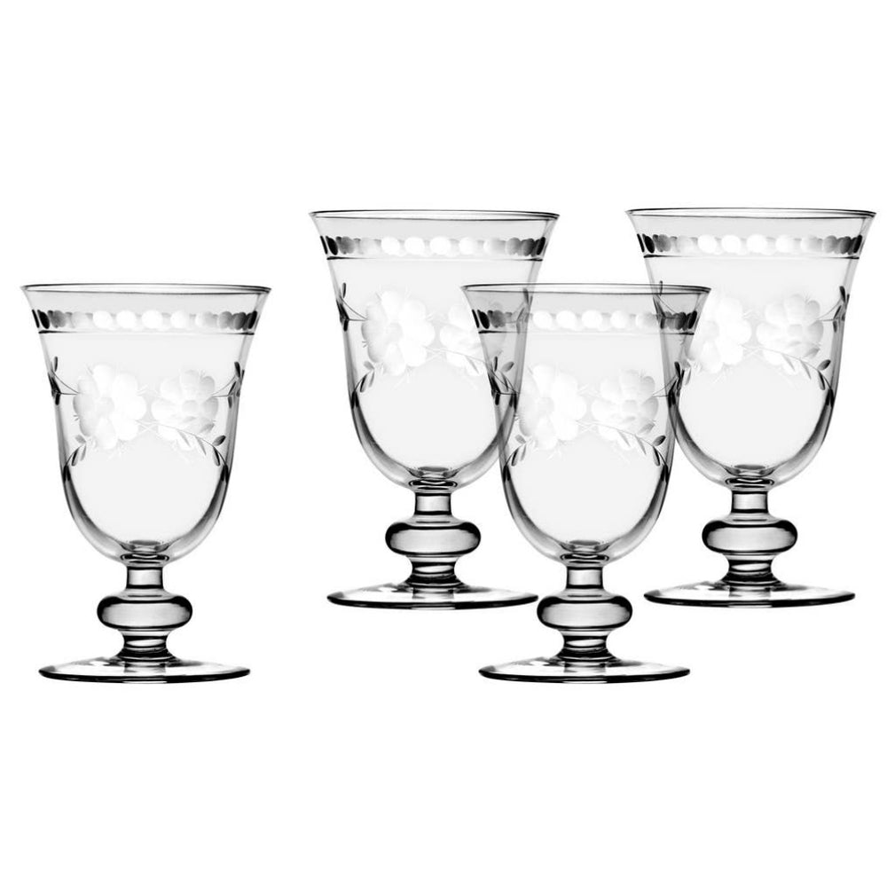 Floral Etched Goblets - Clear