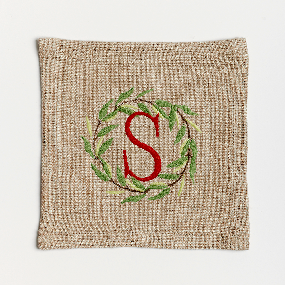 Singled Letter Wreath Cocktail Napkins