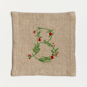 Festive Flowering Vine Single Letter Cocktail Napkins