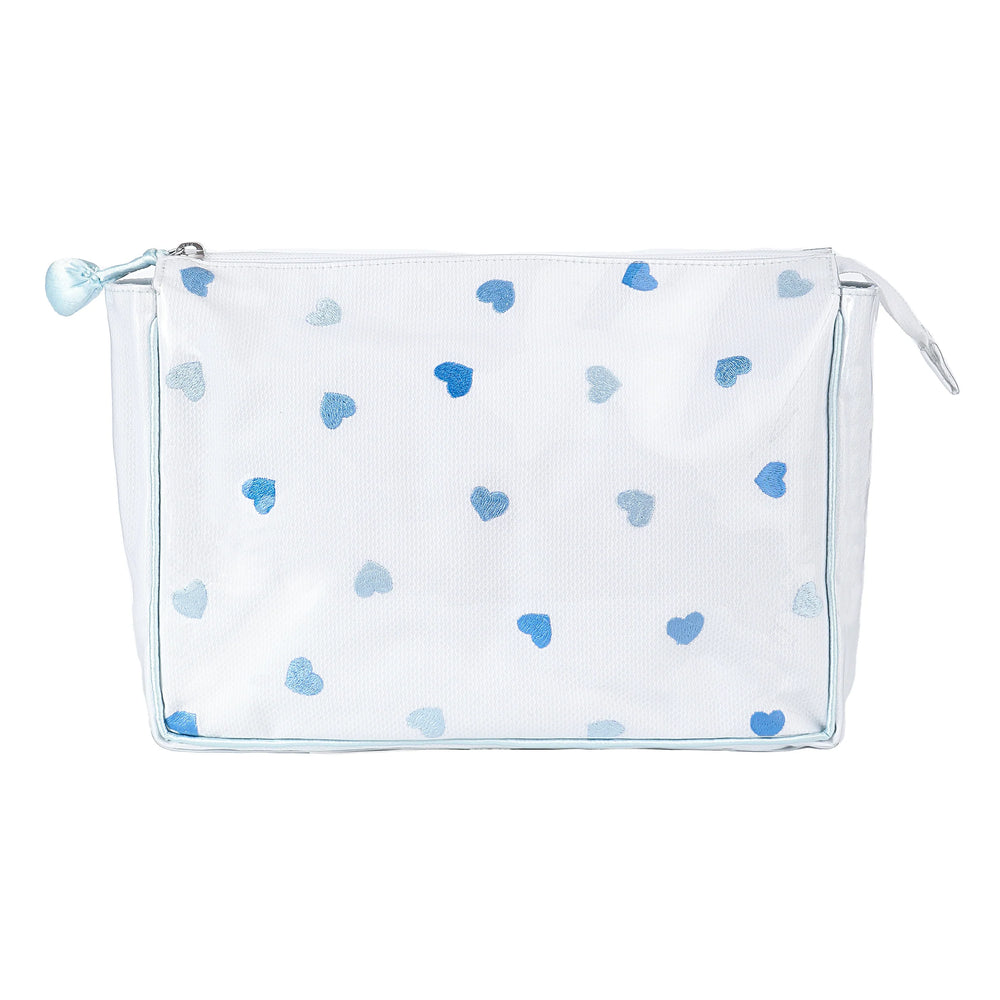 Josie Heart Large Makeup Bag in Blue