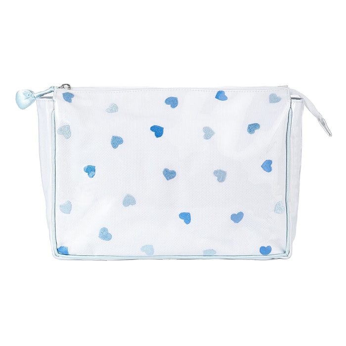 Josie Heart Large Makeup Bag in Blue