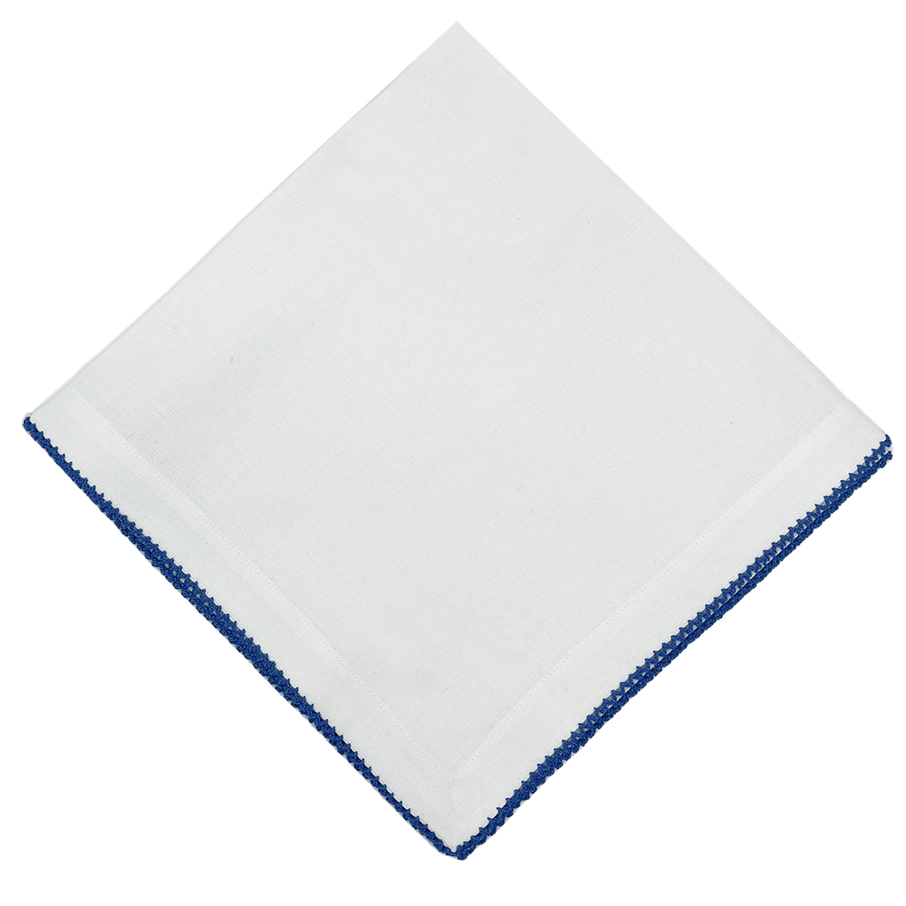 Customizable Dinner Napkin with Periwinkle Picot Edge