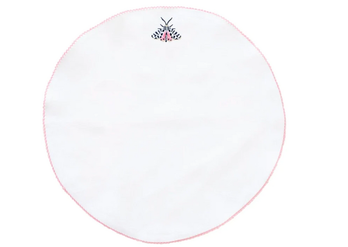 Spotted Moth on Light Pink Picot Edge Round Placemat