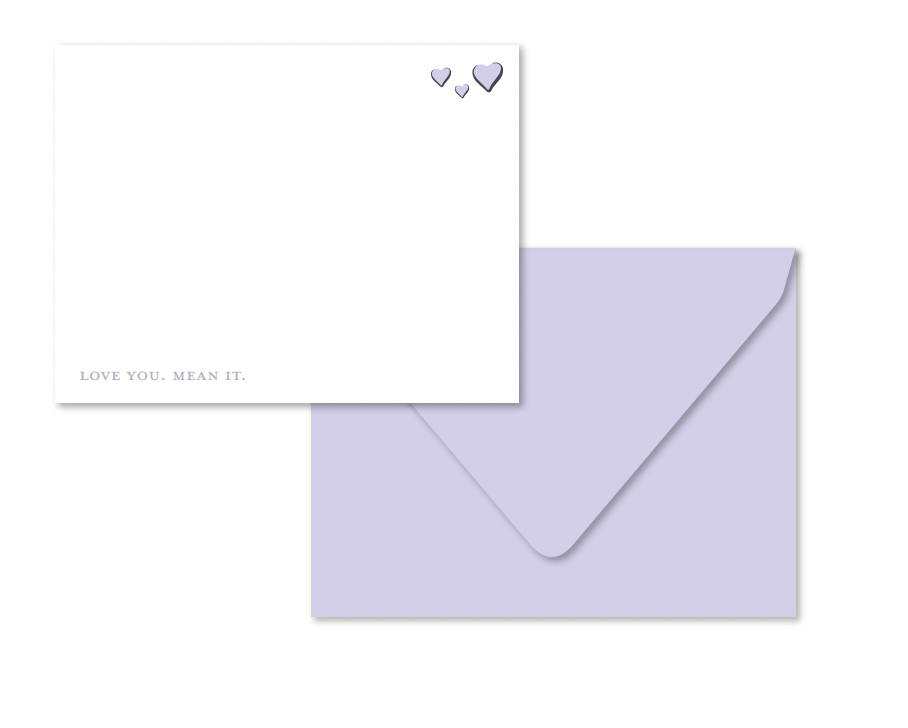 LOVE YOU - MEAN IT BOXED LETTERPRESS STATIONARY - PURPLE