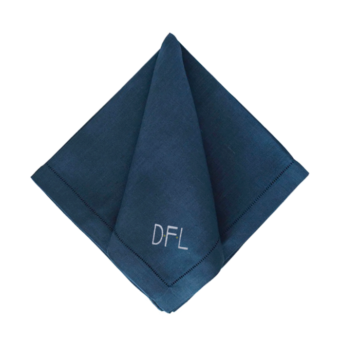 Festival Customizable Linen Dinner Napkins - Navy