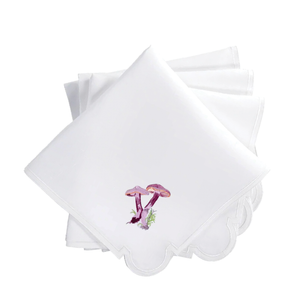 Mystical Purple Mushroom Mirasol Dinner Napkins - White