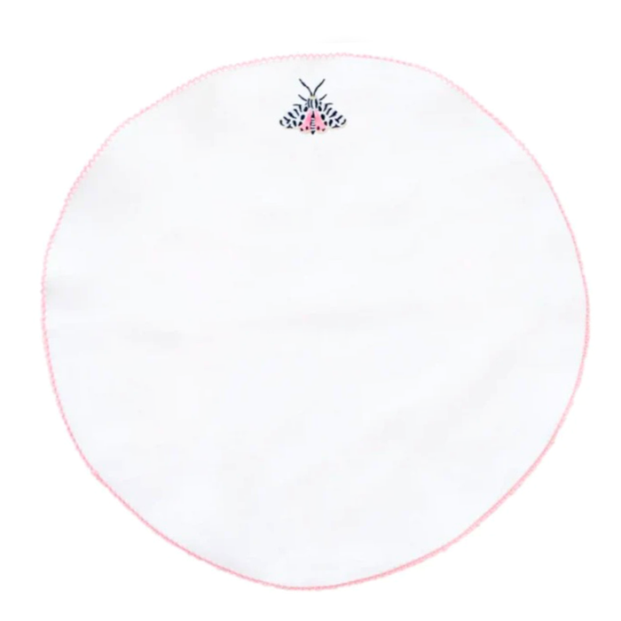 Spotted Moth on Light Pink Picot Edge Round Placemat