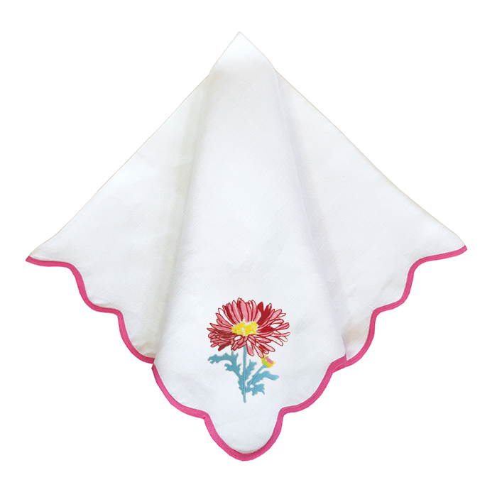 Summer Aster on Pink Wave Dinner Napkin