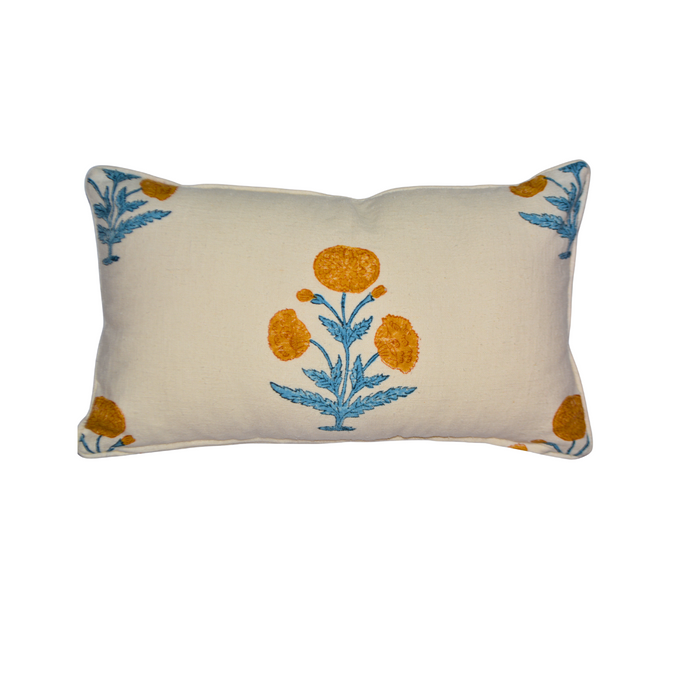 Poppy Hand Block Print Pillow