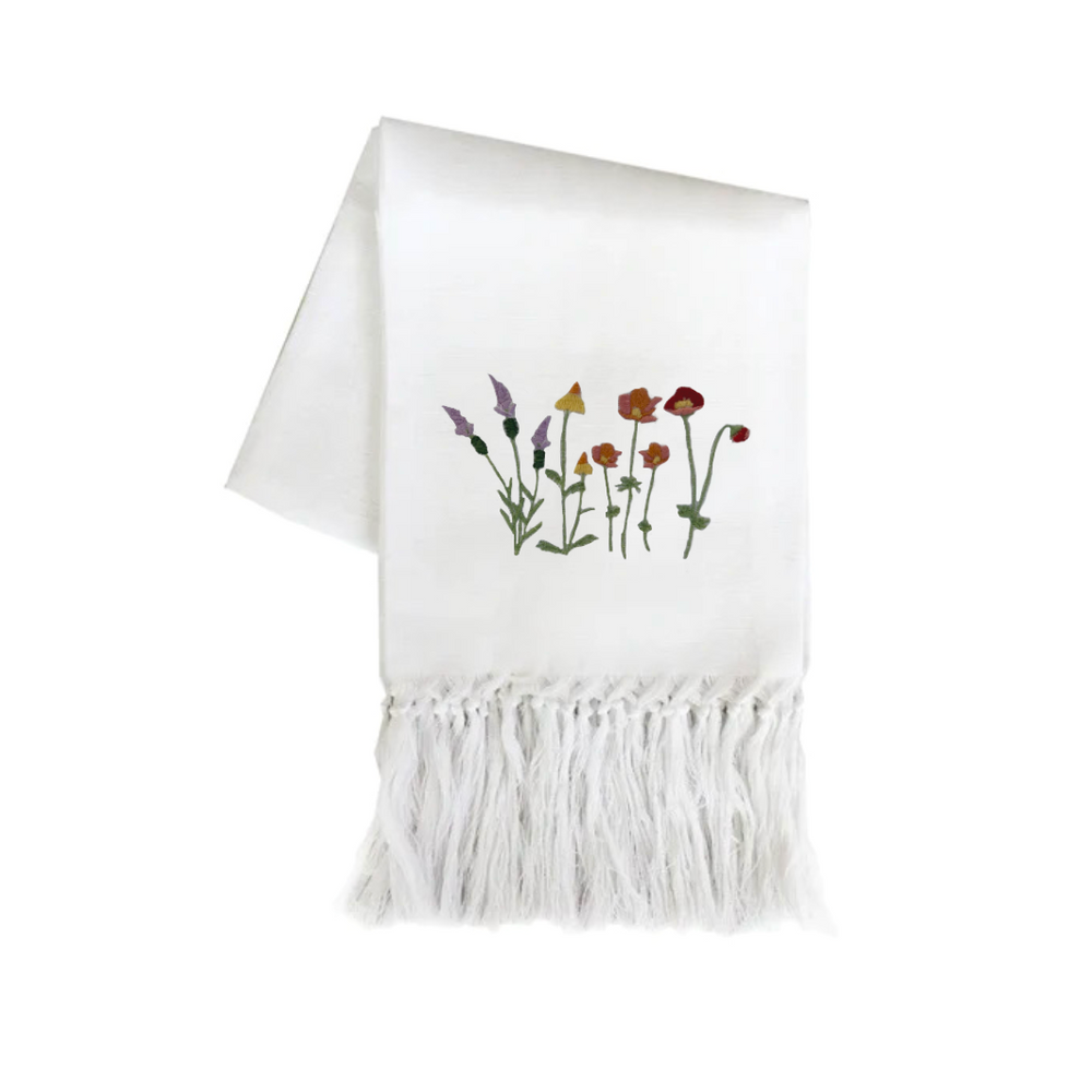 Flowers Hand Towel - Long Fringe