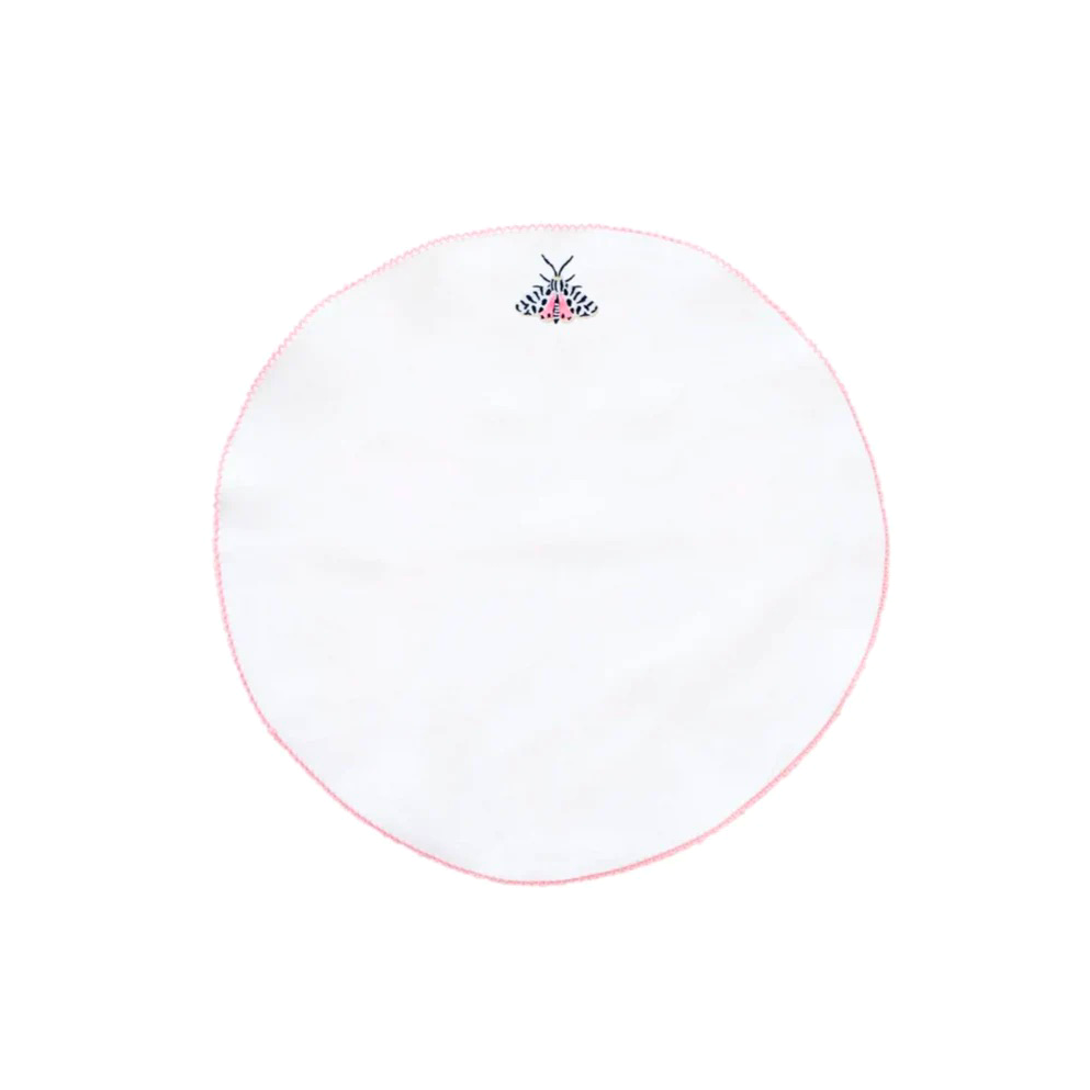 Spotted Moth on Light Pink Picot Edge Round Placemat