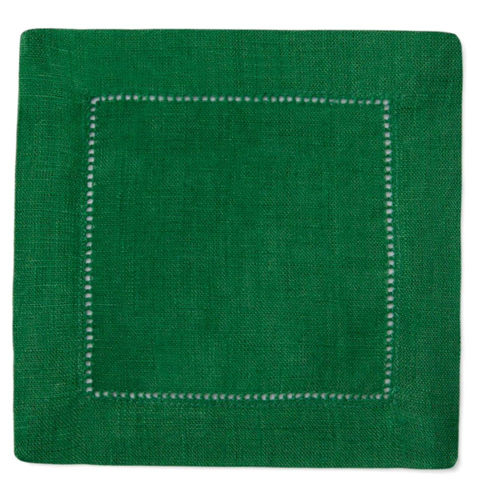 Festival 6x6 Customizable Linen Cocktail Napkins - Emerald