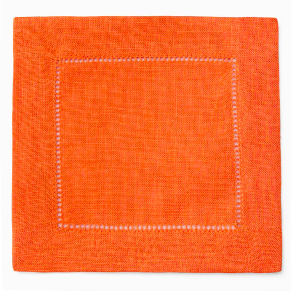 Festival 6x6 Customizable Linen Cocktail Napkins - Tangerine