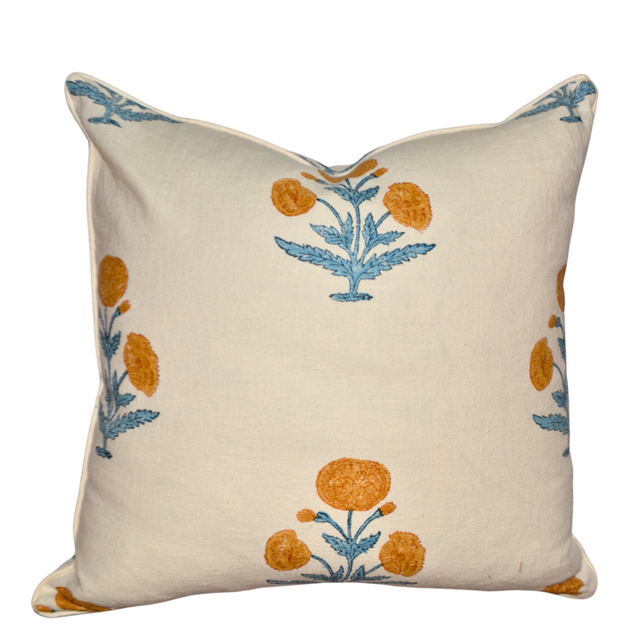Poppy Hand Block Print Pillow