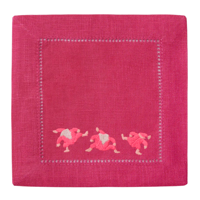 Pink Dancing Santas-Multiple Napkin Colors