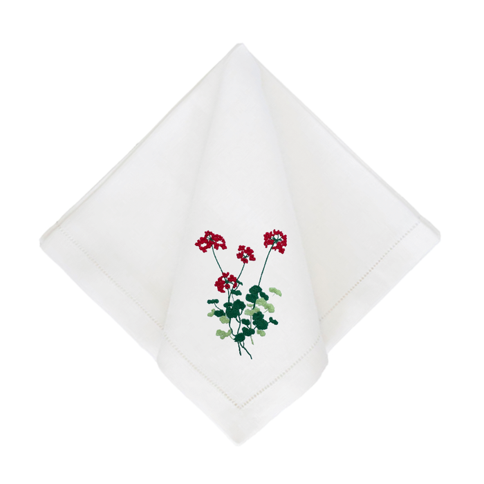 Red Geranium Dinner Napkins-Set of 4