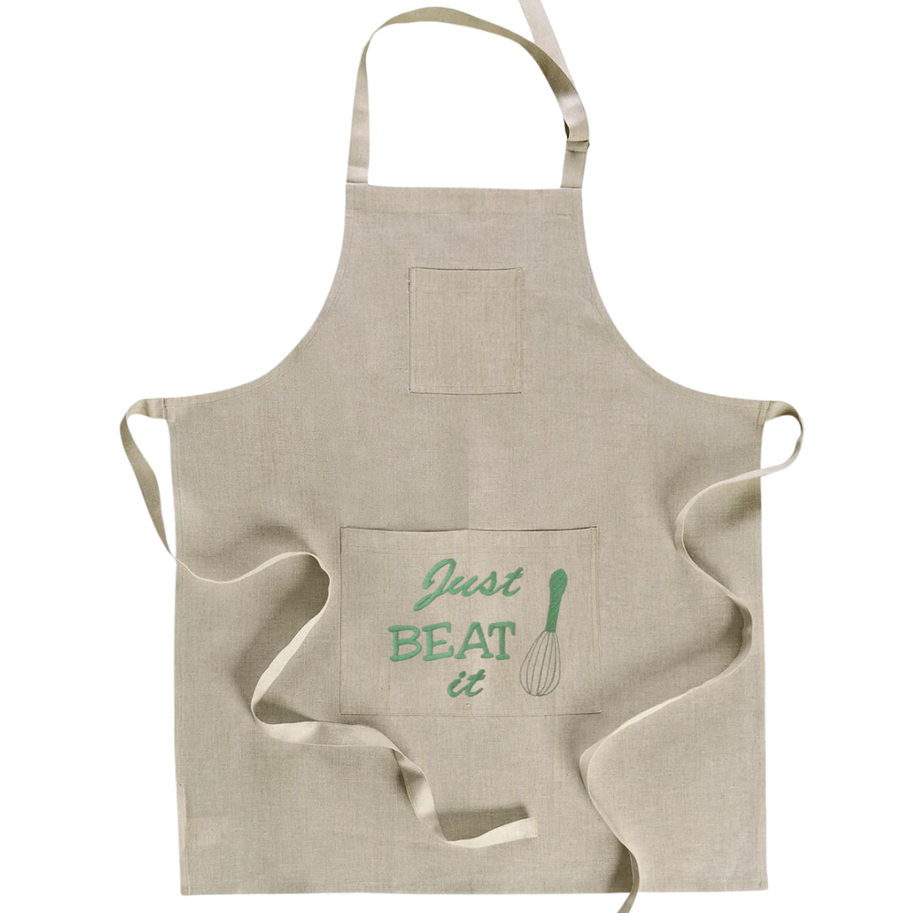 Just BEAT it light natural linen apron