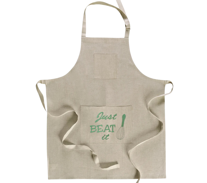 Just BEAT it light natural linen apron