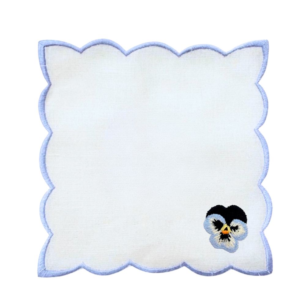 Pansy Scallop Cocktail Napkins