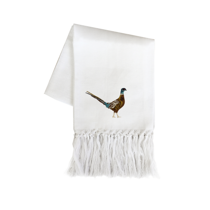 Zodiaco European Hand Towel-Long Fringe with Pheasant