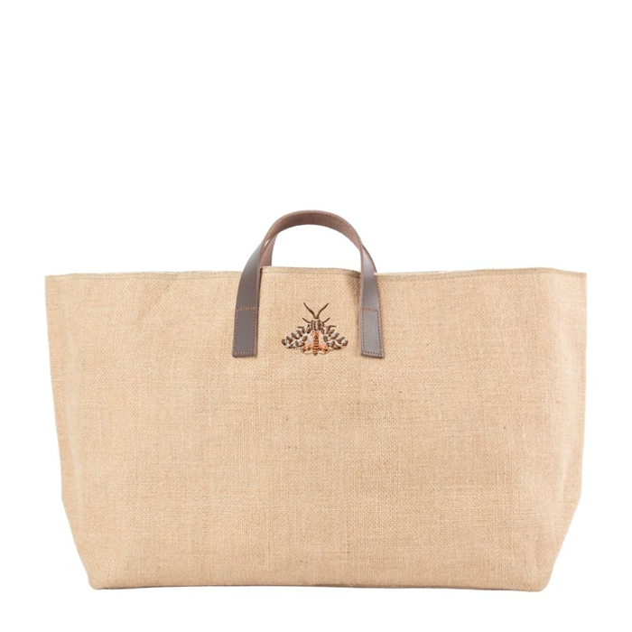Natural Fiber & Leather Tote Butterfly Bag