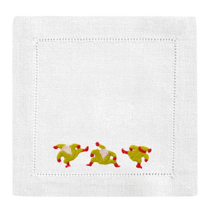 Chartreuse & Poppy Dancing Santas Cocktail Napkins